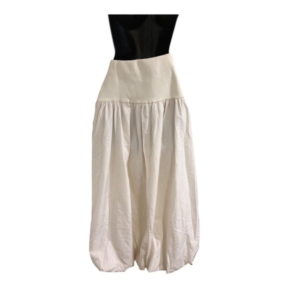 Cream puffy balloon bubble hem knit waist midi skirt size medium new - Picture 6 of 15